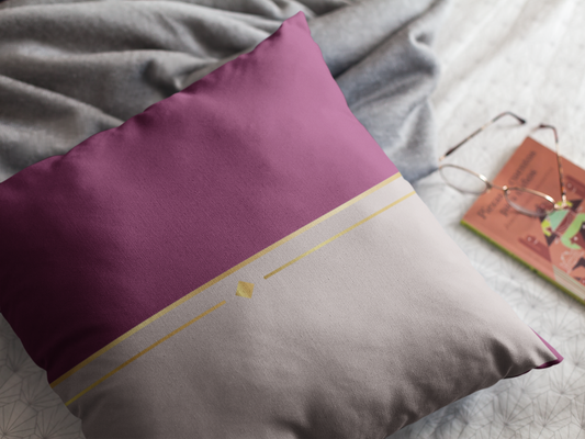 Fuchsia & Taupe Haven Polyester Square Pillow