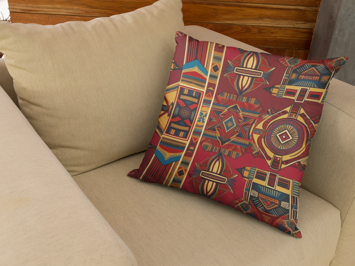 African Canvas 1 Spun Polyester Square Pillow