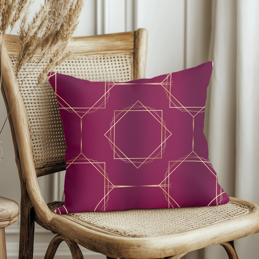 Gilded Elegance (Burgundy) Spun Polyester Square Pillow