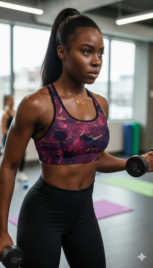 Raspberry Motion Sports Bra (AOP)