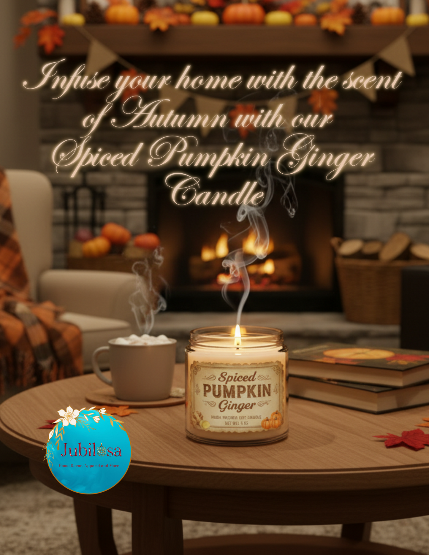 Spiced Pumpkin Ginger Scented Soy Candles with White Lid, 9oz