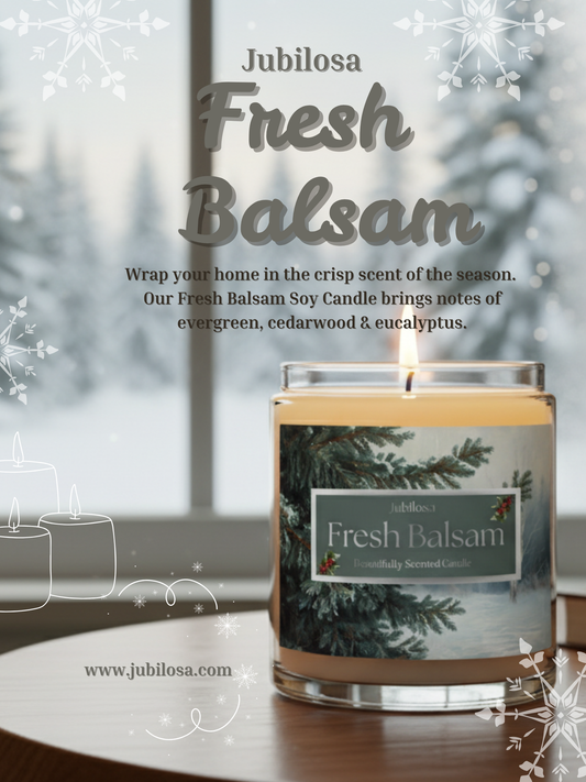 Fresh Balsam Scented Soy Candles with White Lid, 9oz