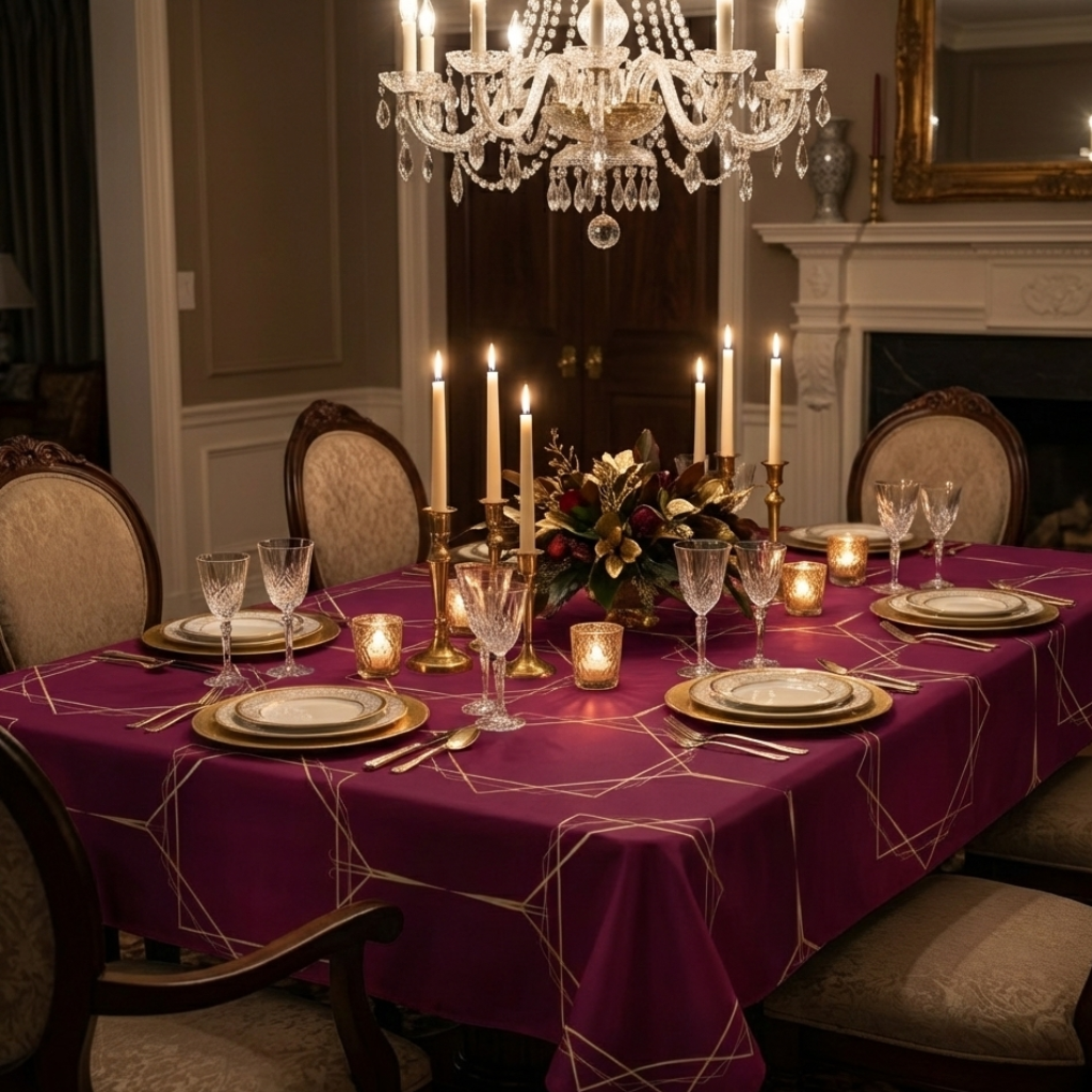 Gilded Elegance (Burgundyj) Tablecloths