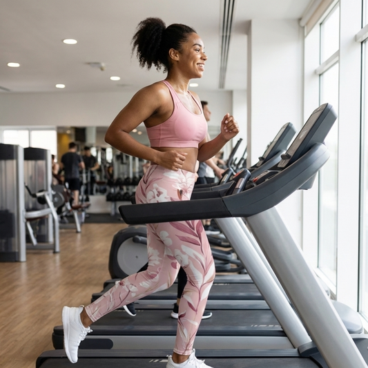 Pink & White Floral Women's Cut & Sew Casual Leggings (AOP)