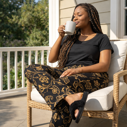 Midnight Filigree Women's Pajama Pants (AOP)