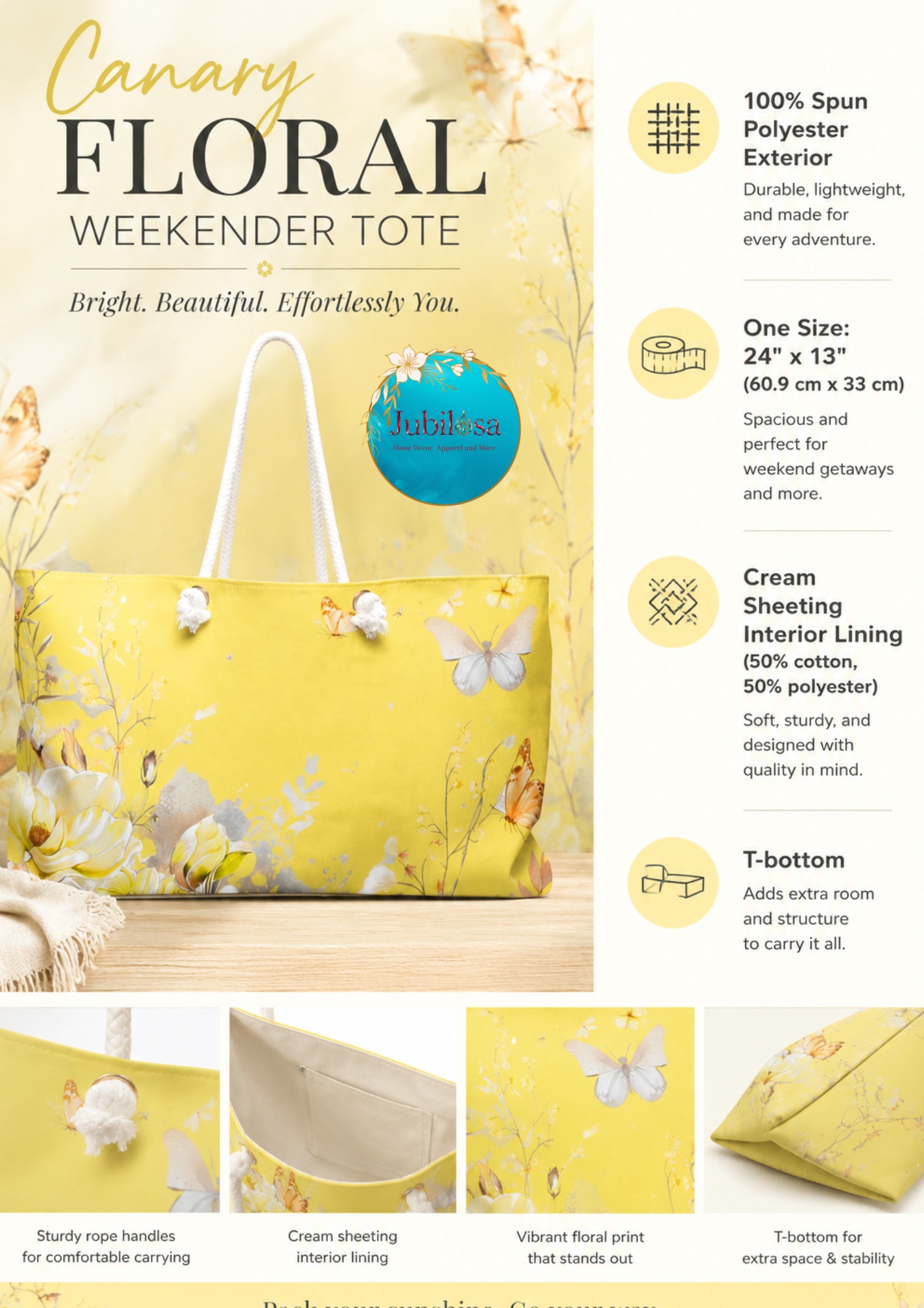 Canary Floral Weekender Bag — Spring Beach Travel Tote