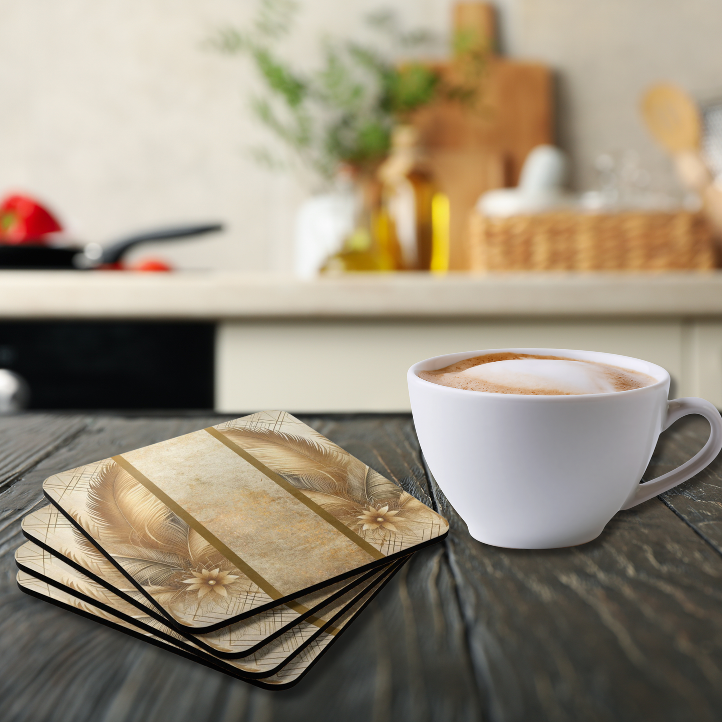 Fitzgerald Plume Cork Coaster Set (4-Pack)