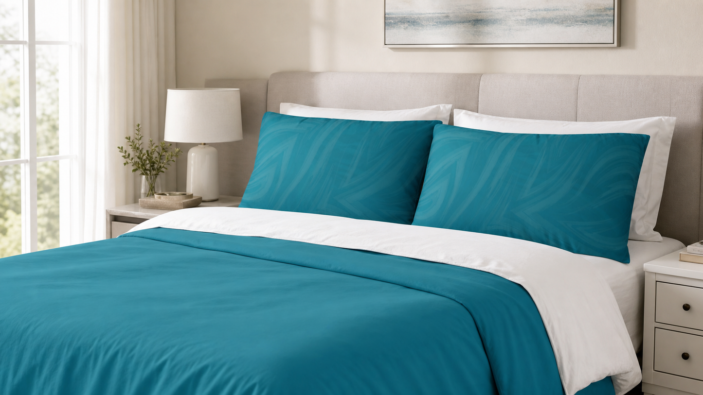 Teal Wave Microfiber Pillowcase — Soft Swirl Decorative Pillow Cover