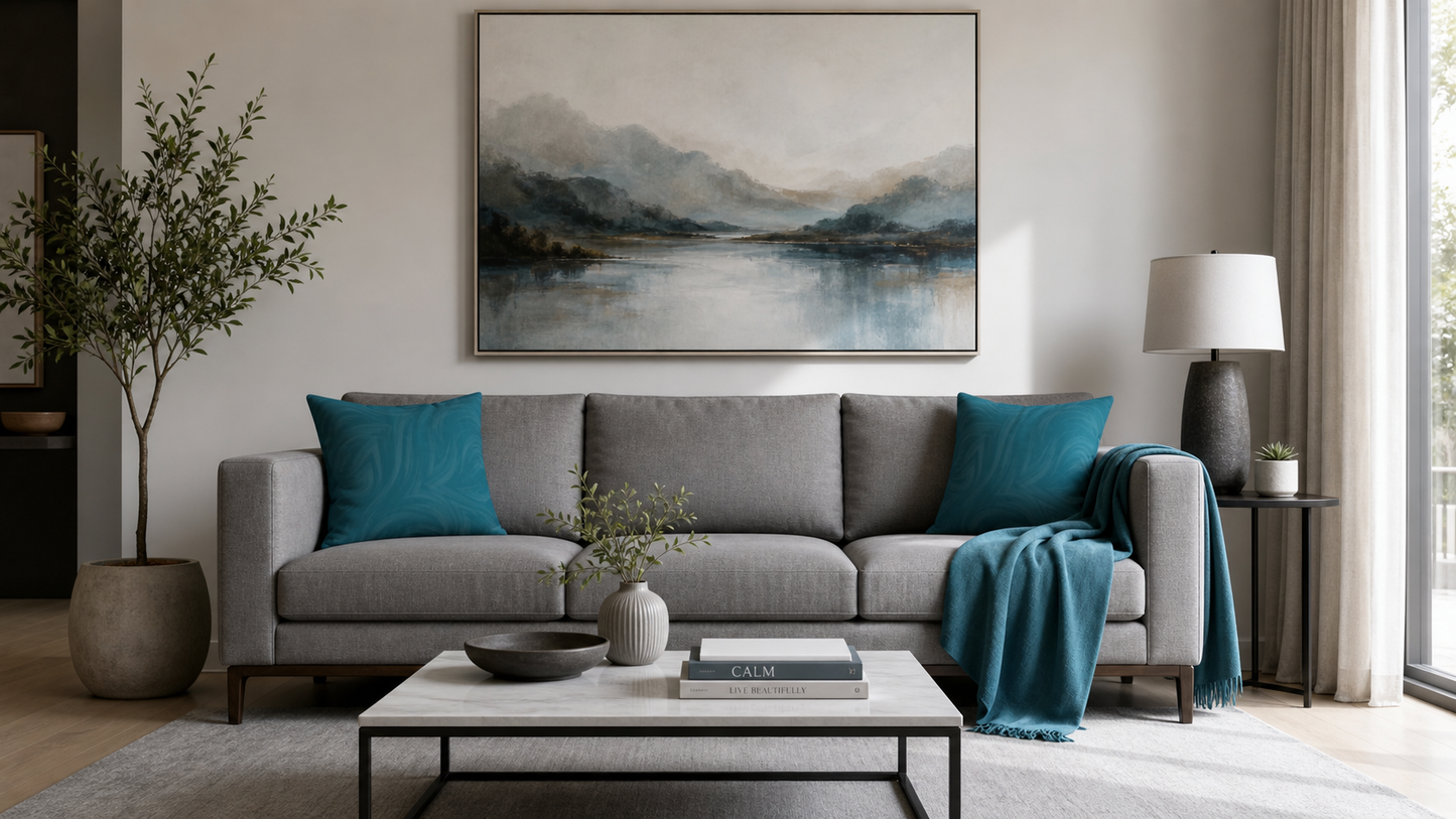 Teal Wave Decorative Pillow