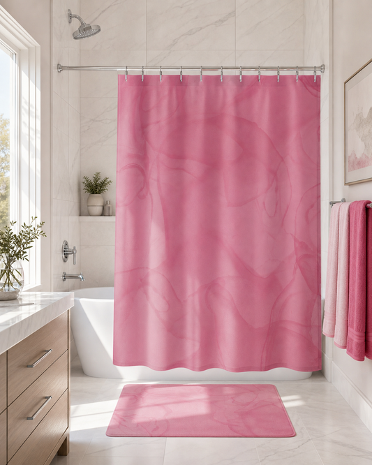 Blush Pink Shower Curtain – Elegant Marble Bath Decor