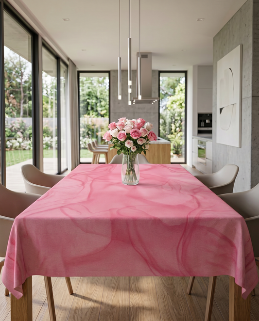 Blush Pink Tablecloth – Soft Watercolor Dining Linen