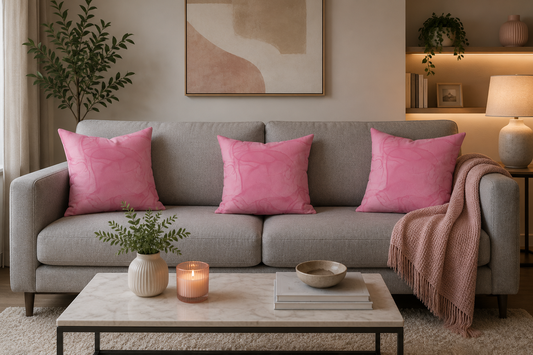 Blush Pink Faux Suede Square Pillow — Soft Blush Decorative Throw Pillow