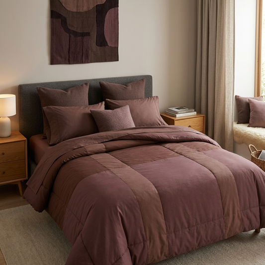 Down to Earthtone Stripe Comforter – Brown Cozy Plaid Bedding