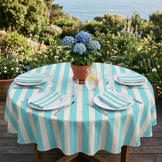 Striped Aqua Party Napkins - Set of 4