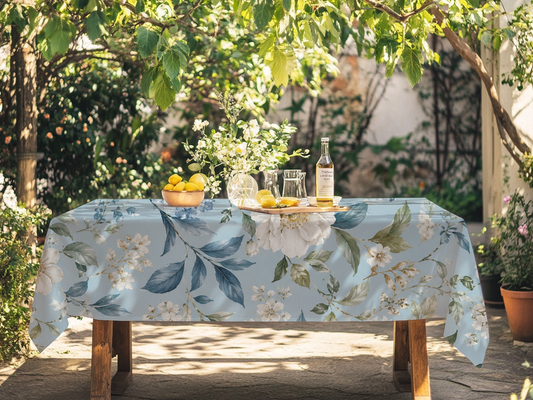 Blue Vintage Hydrangea & Peony Tablecloth