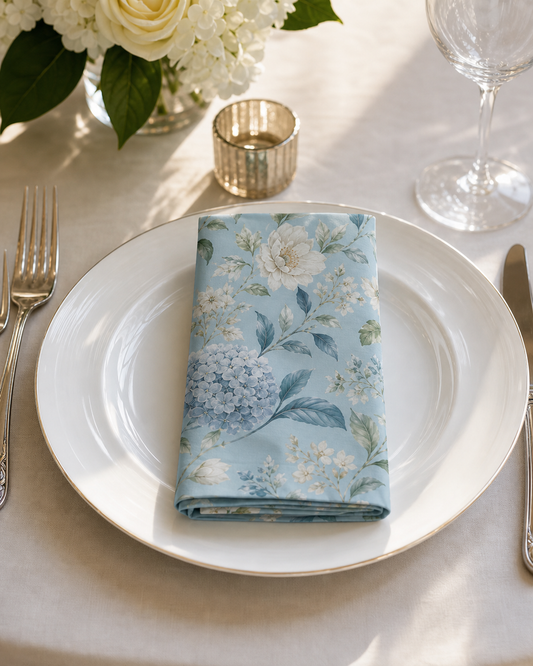 Blue Vintage Hydrangea & Peony Dinner Napkins (Set of 4)