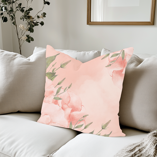 Peachy Keen Faux Suede Square Pillow