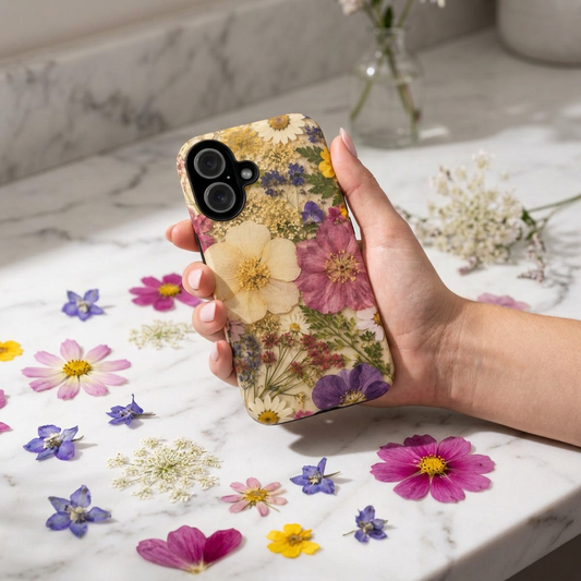 Floral Pressed Wildflower Tough Phone Case — Vintage Botanicals Protective Cover