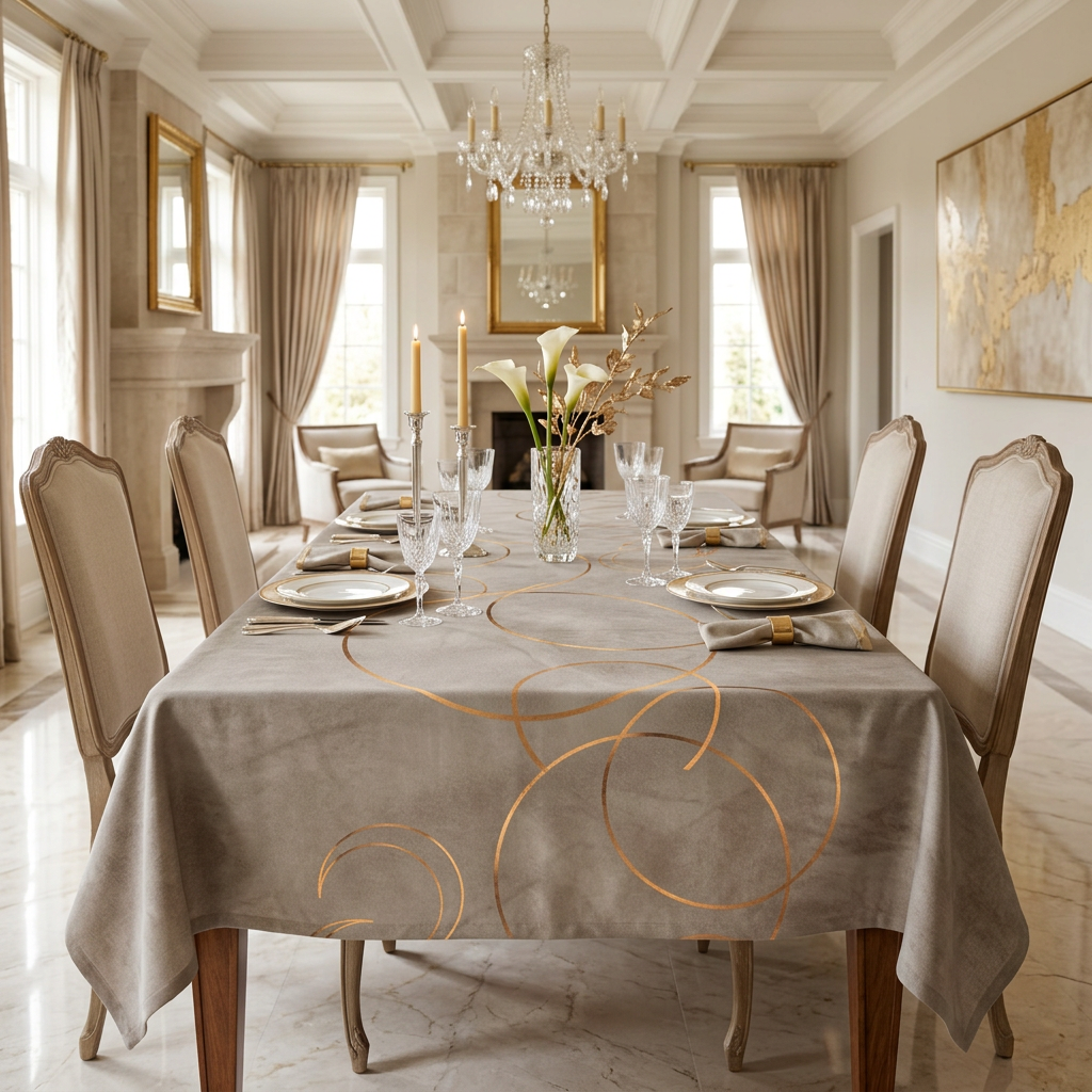 Golden Eclipse Tablecloth — Elegant Table Linen for Dinner Parties & Holidays
