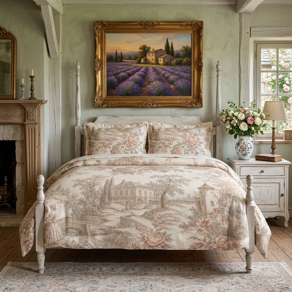 Château Rosé Comforter — Neutral Floral Cottage Bedding