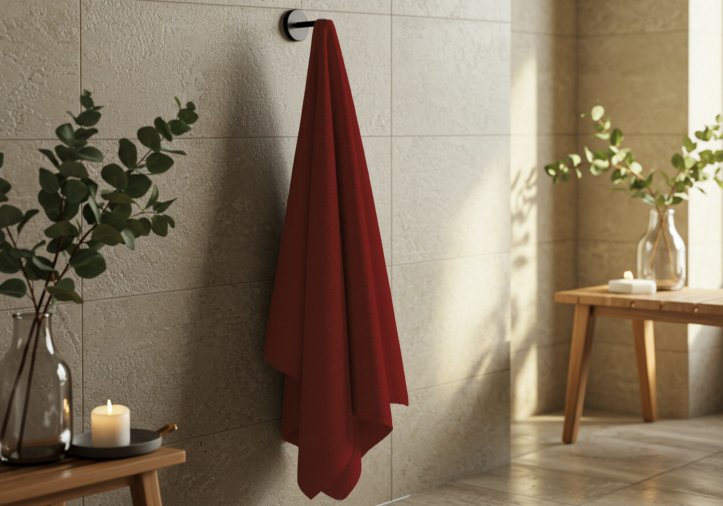 Velvet Rouge Plush Cotton Towel – Deep Burgundy Mink-Cotton