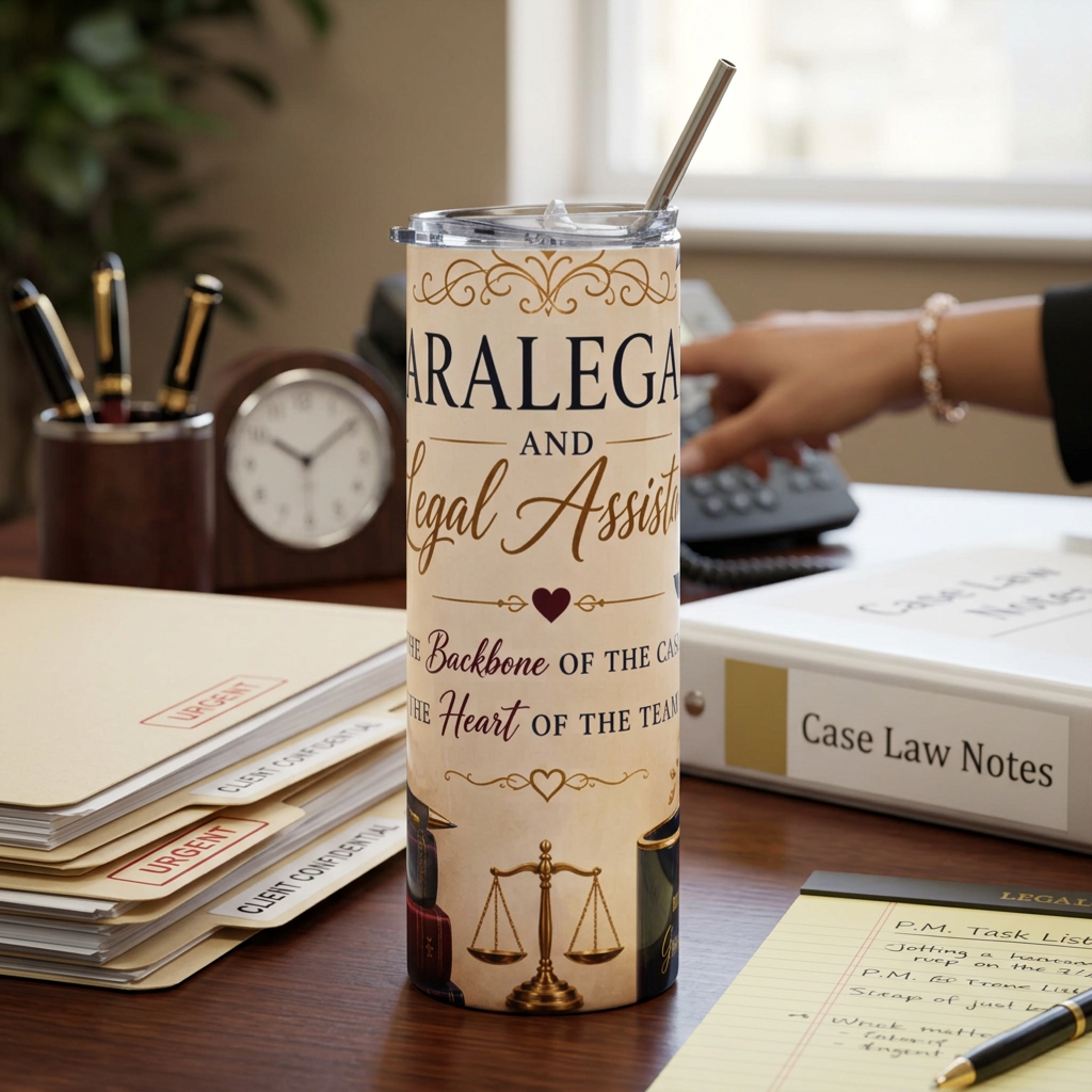 Attorney Paralegal & Legal Assistant 20oz Stainless Steel Tumbler — ‘Backbone of the Case, Heart of the Team’ Gift