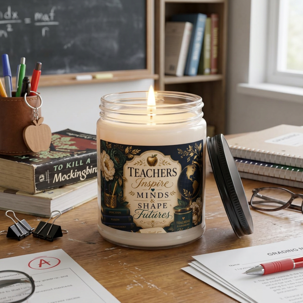 Teacher Appreciation Scented Soy Candle – "Teachers Inspire Minds & Shape Futures" (9oz)