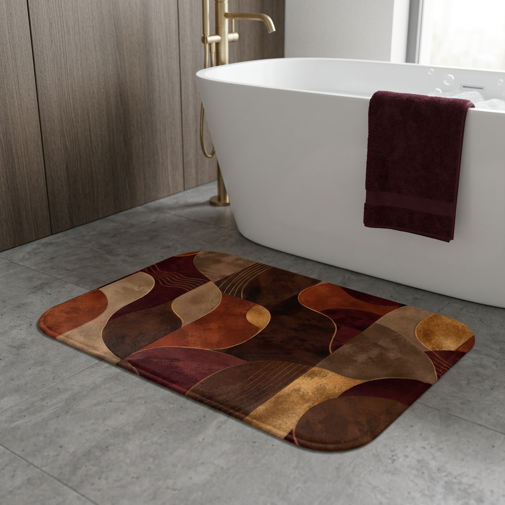 Ember & Earth — Retro Geometric Bathroom Rug