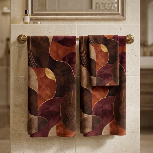 Ember & Earth — Retro Geometric Mink-Cotton Towel