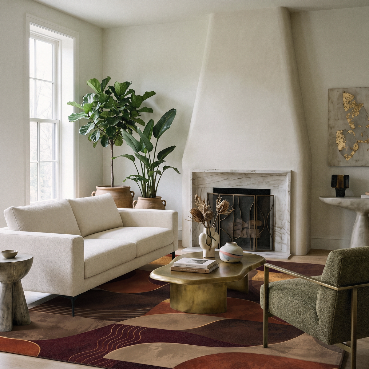 Ember & Earth Area Rug - Mid-Century Modern Geometric Accent Rug