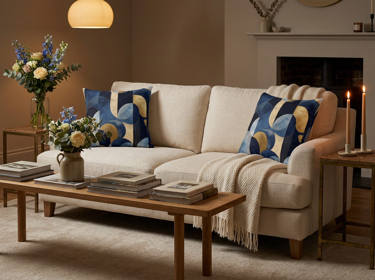 Azure Opulence Throw Pillow