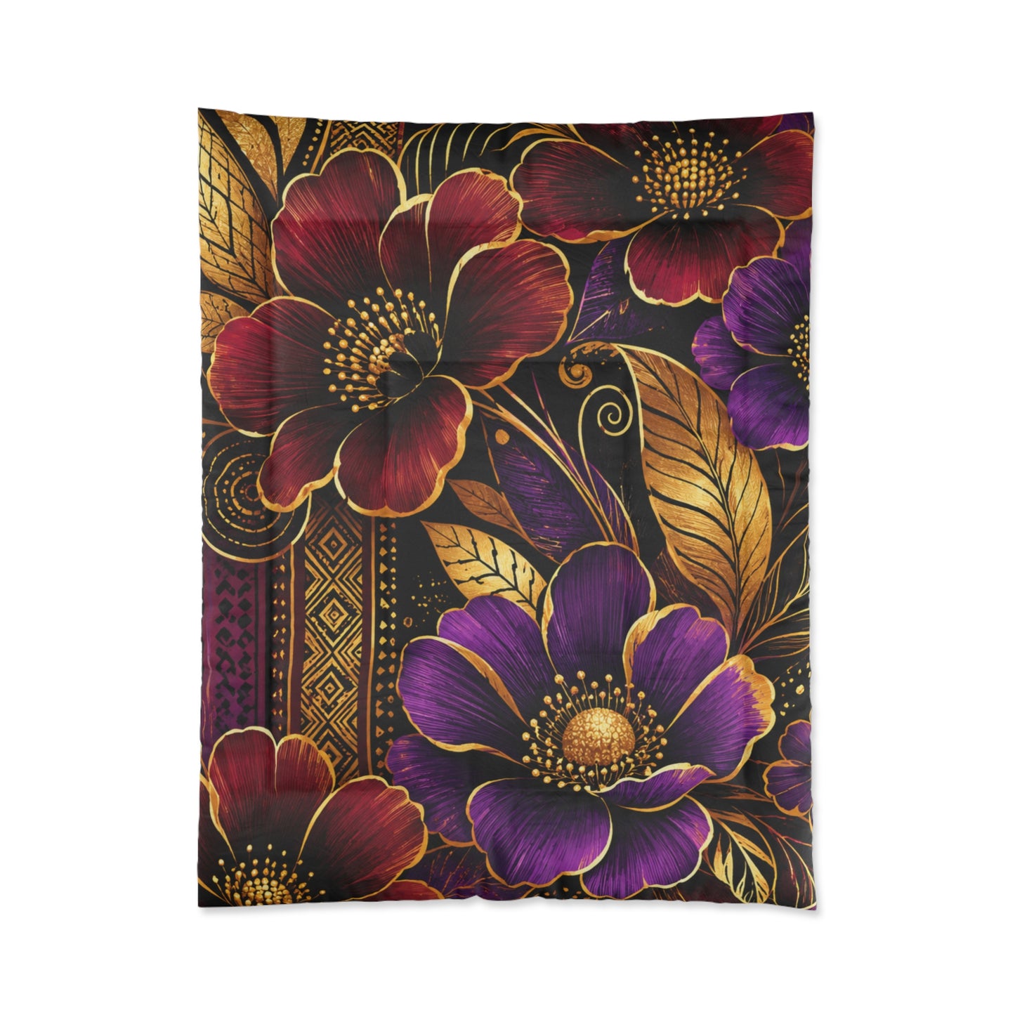 Zuri Garden Comforter - Purple & Burgundy Gold Garden Bedding