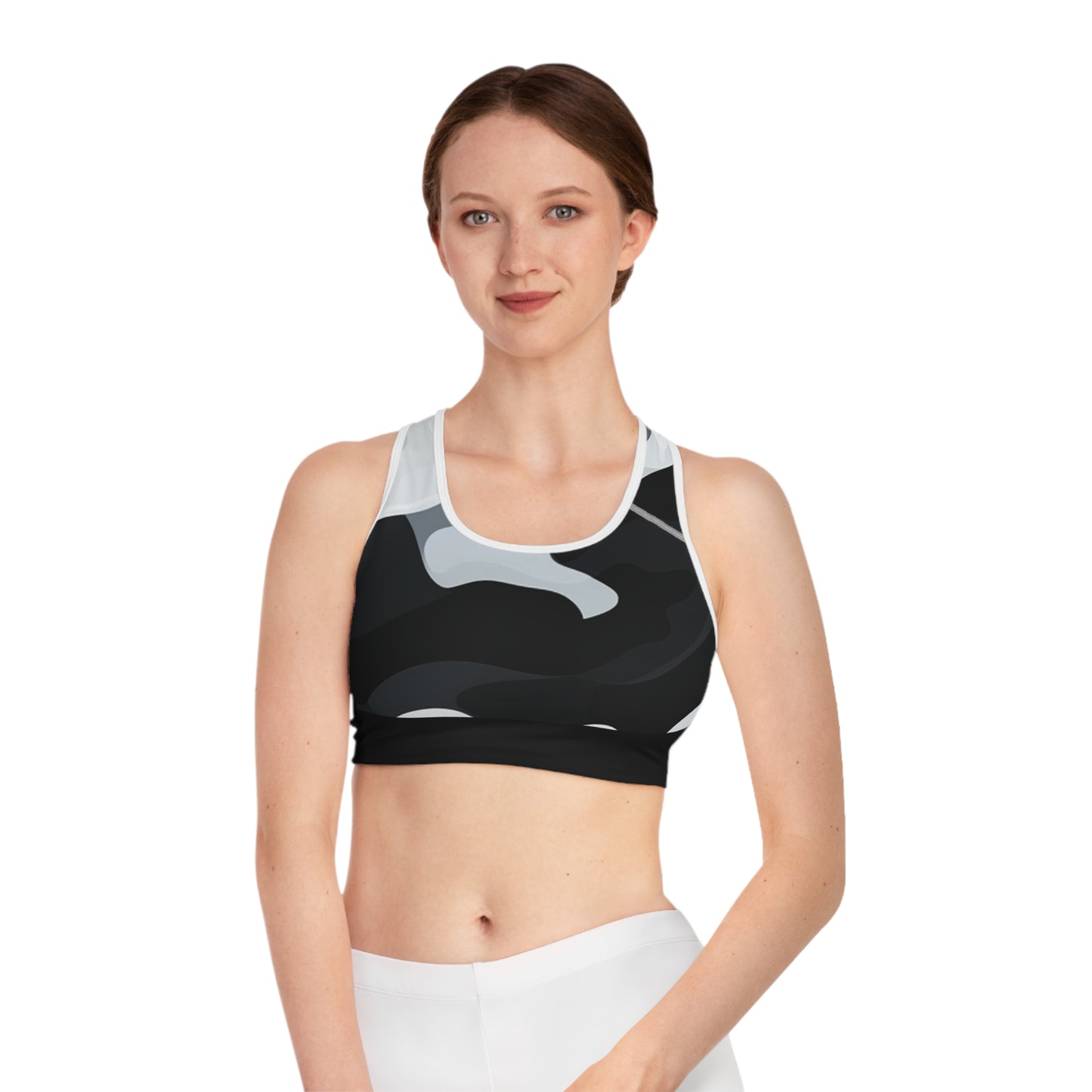 Black/Gray Sports Bra (AOP)