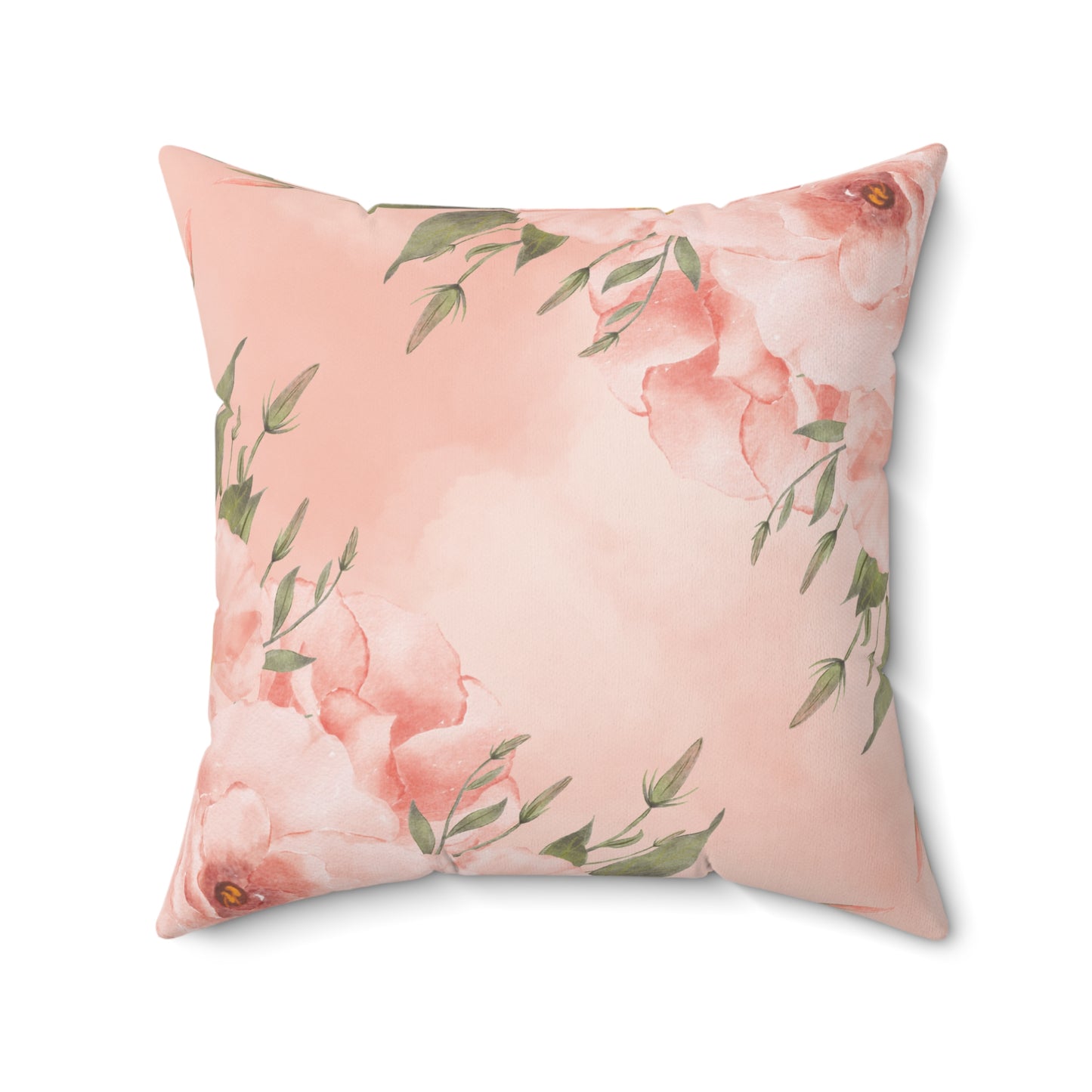 Peachy Keen Faux Suede Square Pillow