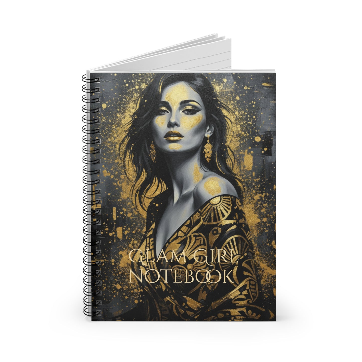 Glam Girl (Gold/Black) Spiral Notebook - Ruled Line