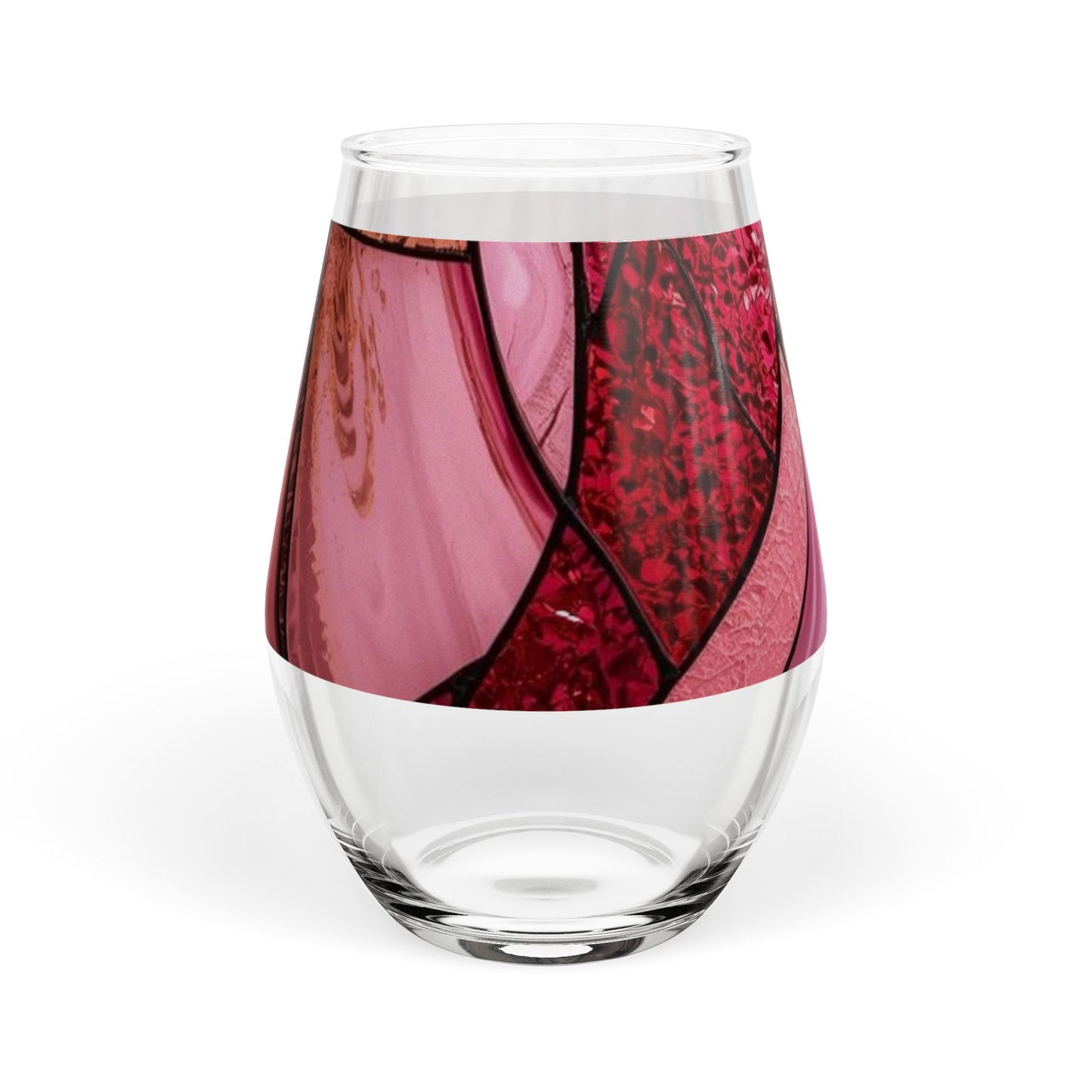 Rose Allure Stained Glass Stemless Wine Glass – 11.75 oz