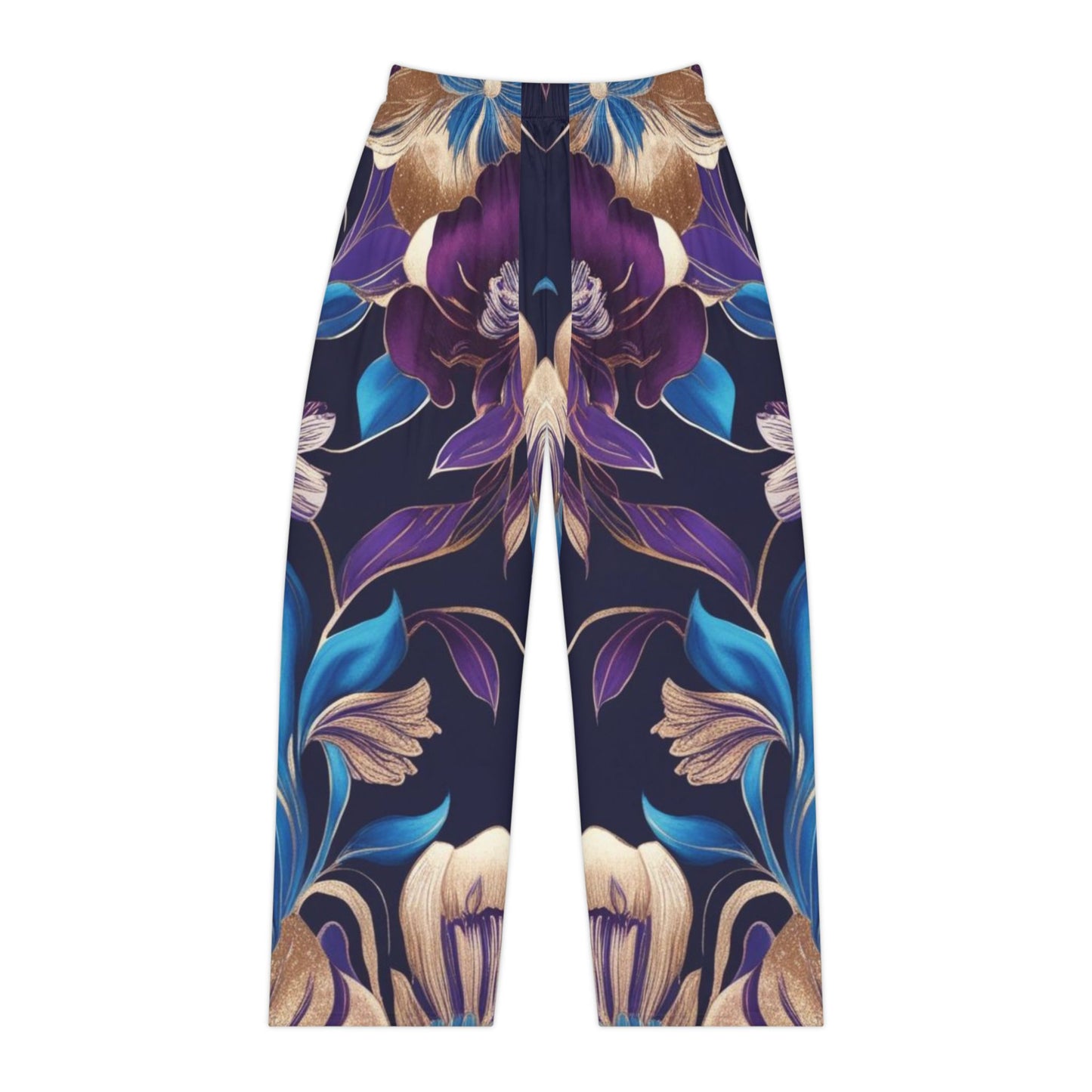 Purple/Blue Boho Floral Women's Pajama Pants (AOP)