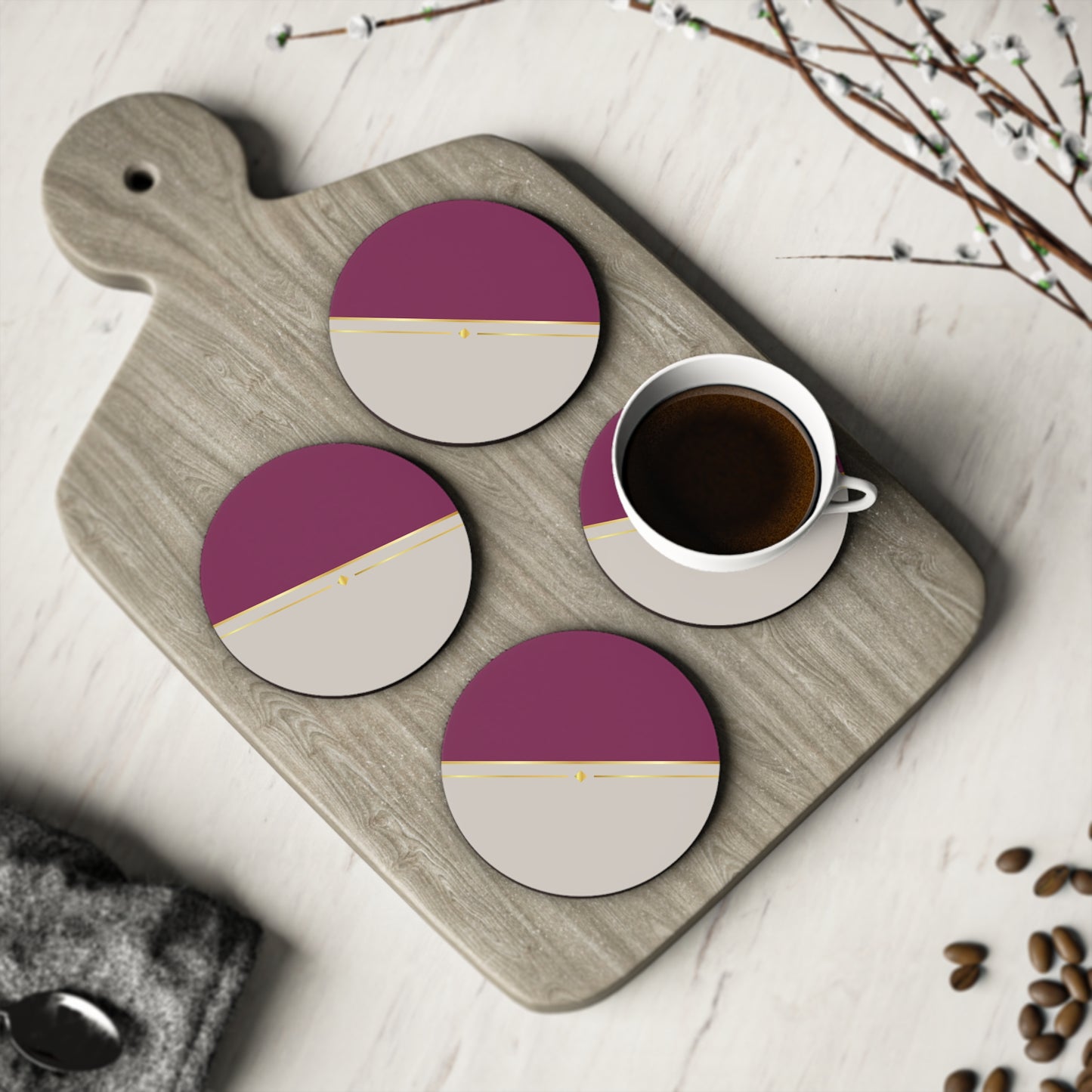 Fuchsia & Taupe Haven Coasters