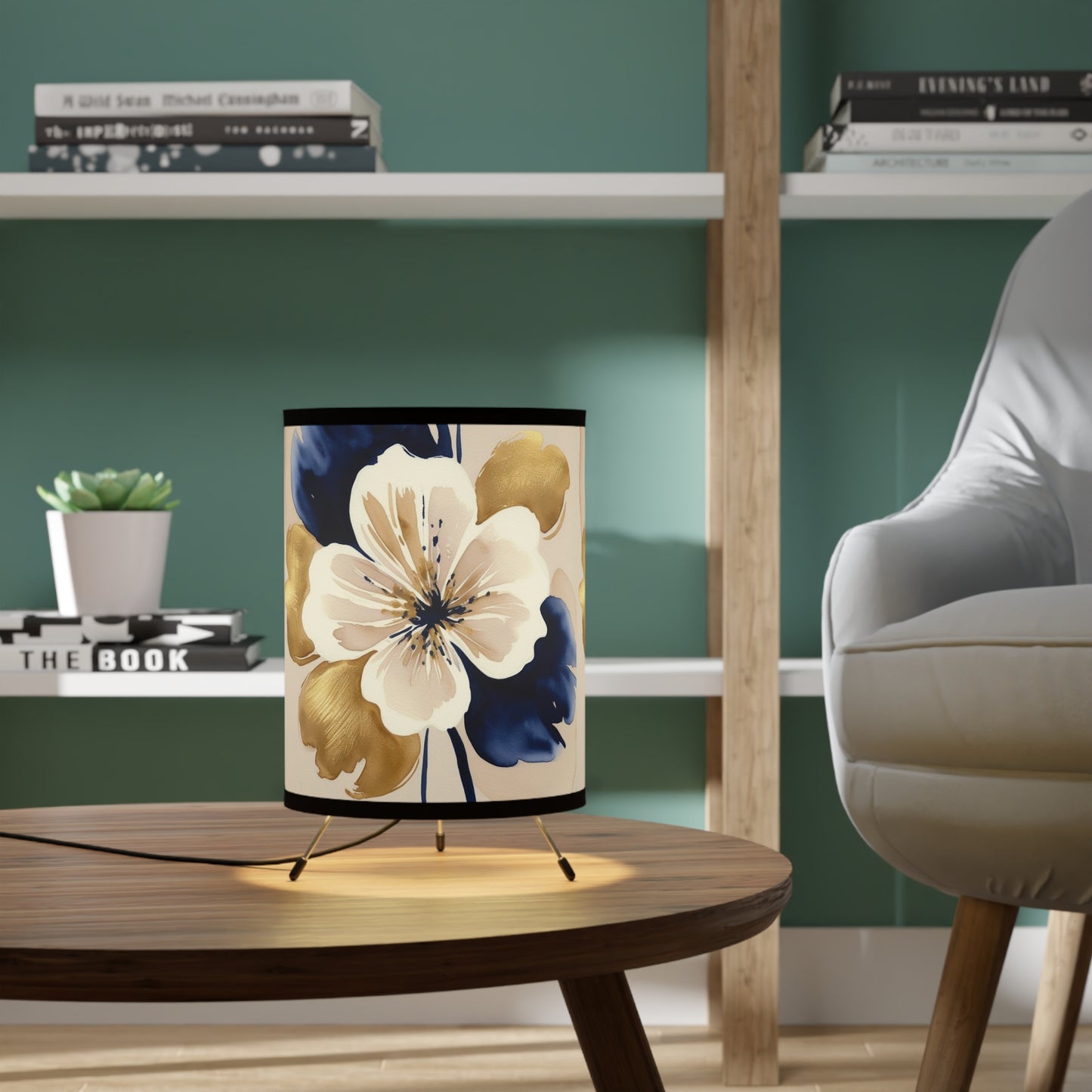 Abstract Floral Tripod Lamp