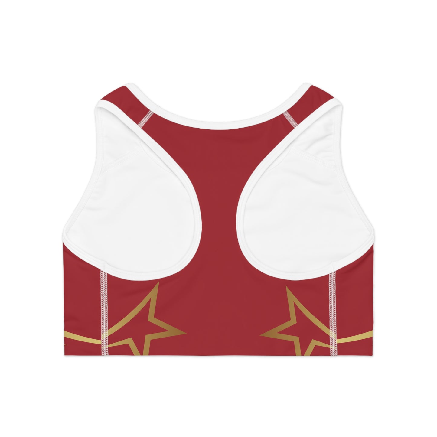 Red with Gold Accents Sports Bra (AOP)