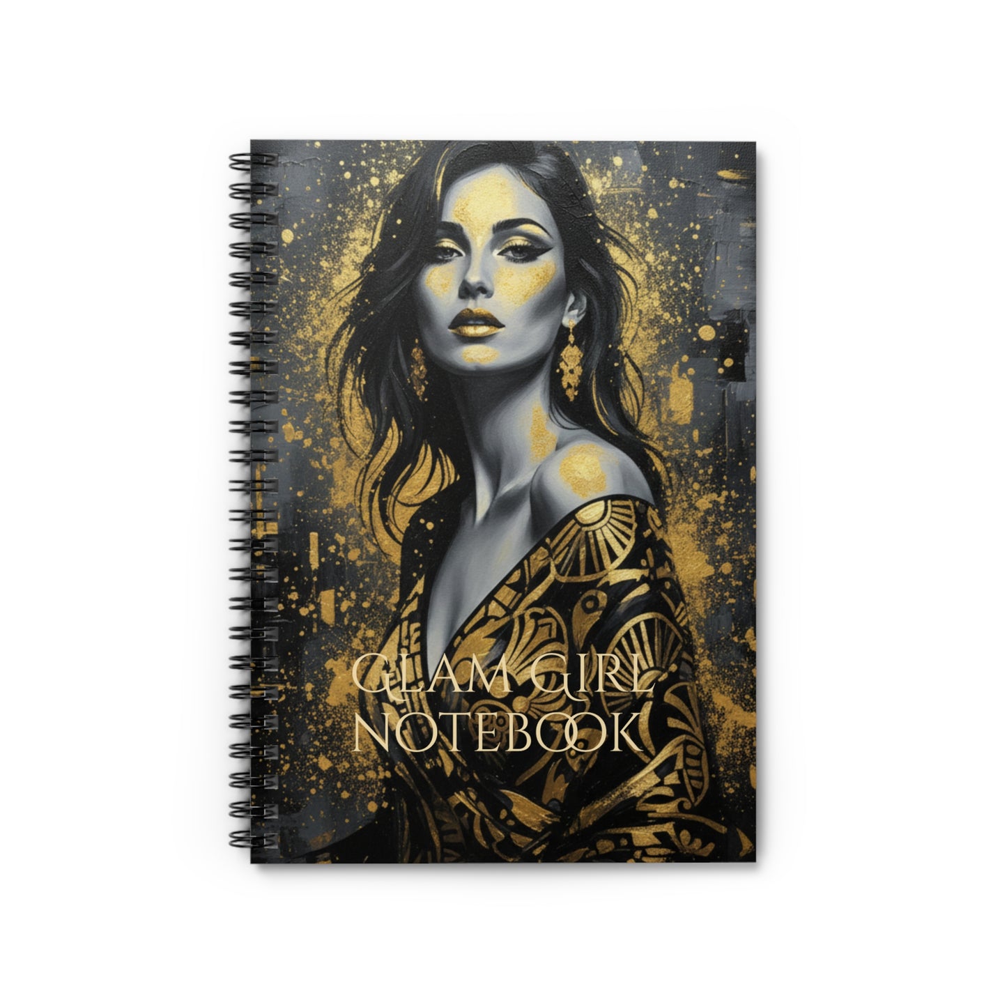 Glam Girl (Gold/Black) Spiral Notebook - Ruled Line