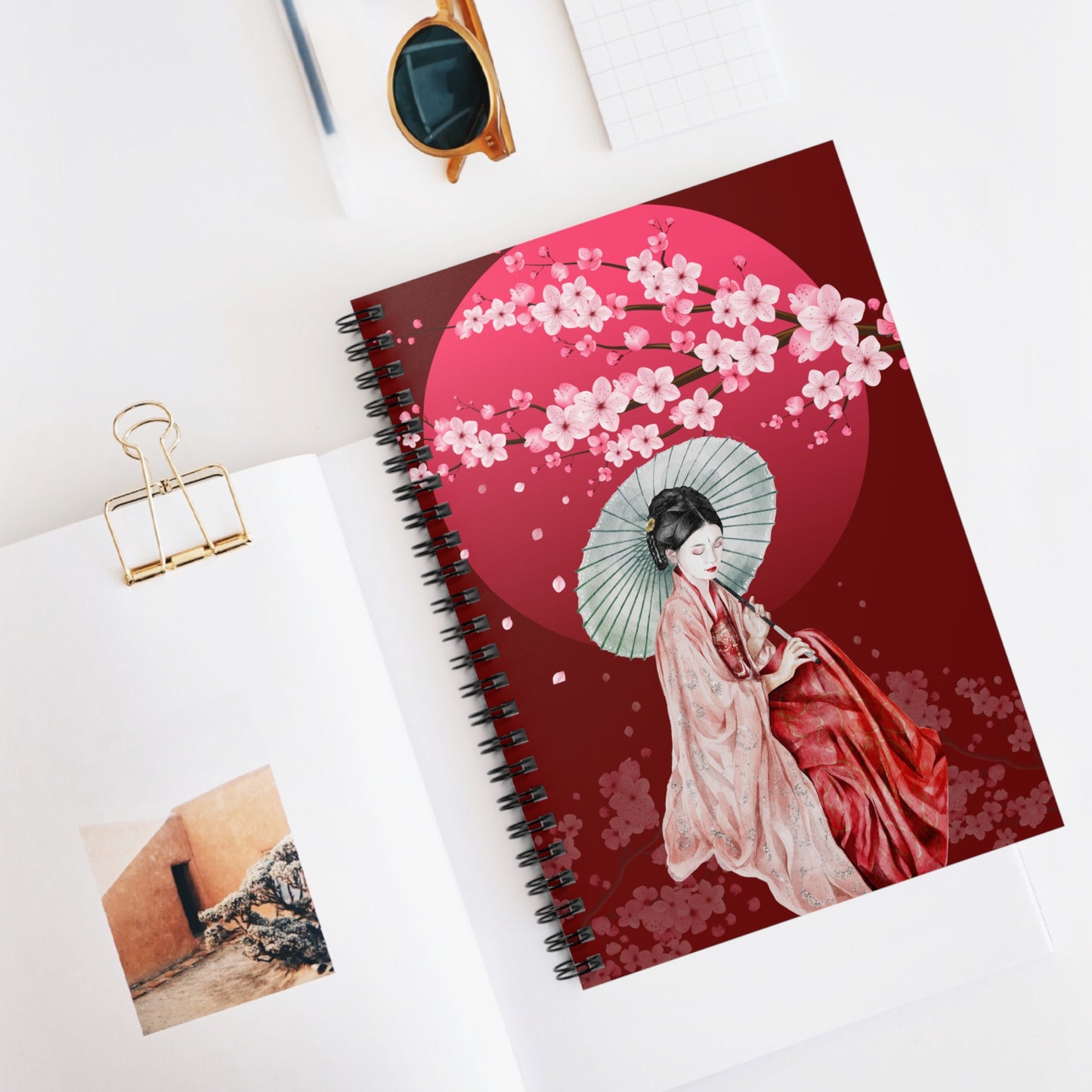 Cherry Blossoms Cherry Moon Spiral Notebook - Ruled Line