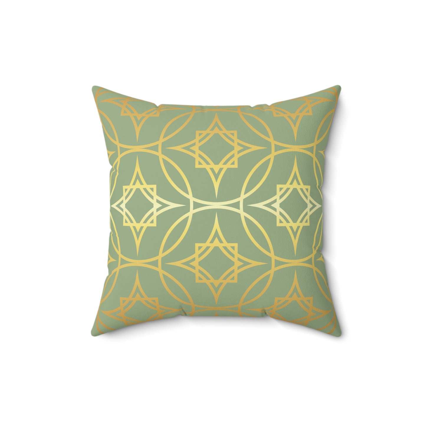 Gilded Geometric Decorative Pillow — Sage Green & Gold Luxe Throw Pillow