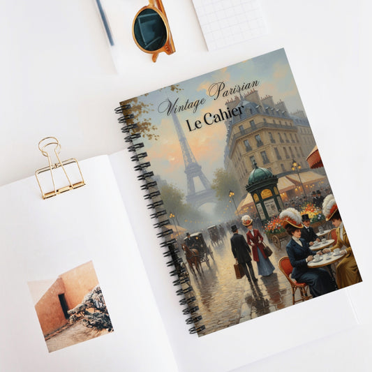 Vintage Parisian Spiral Notebook - Ruled Line