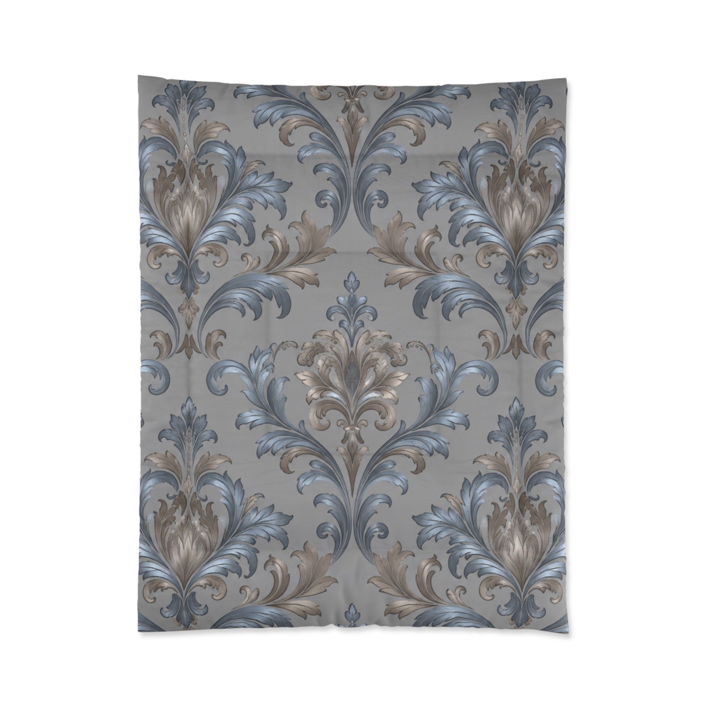 Elegant Blue Gray Damask Bedding
