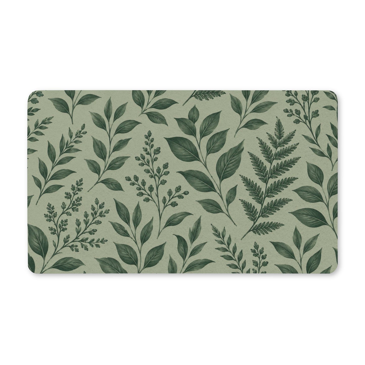 Botanical Green Leaf Polyester Welcome Mat