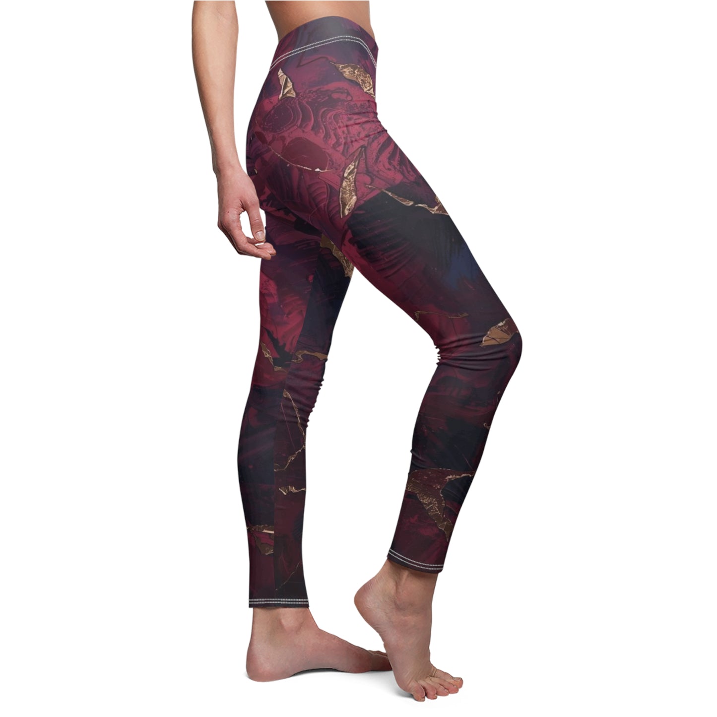 Raspberry Motion Women's Cut & Sew Casual Leggings (AOP)