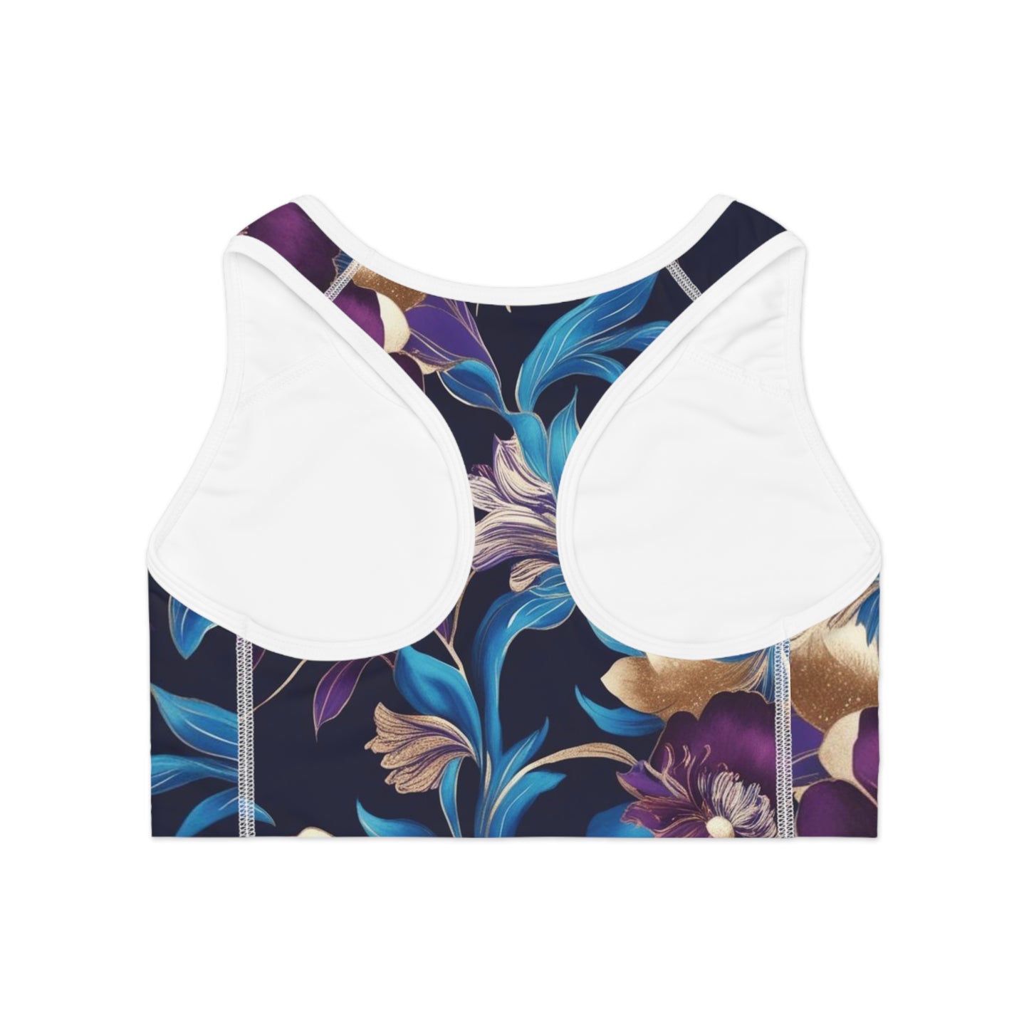 Purple/Blue Boho Floral Sports Bra (AOP)