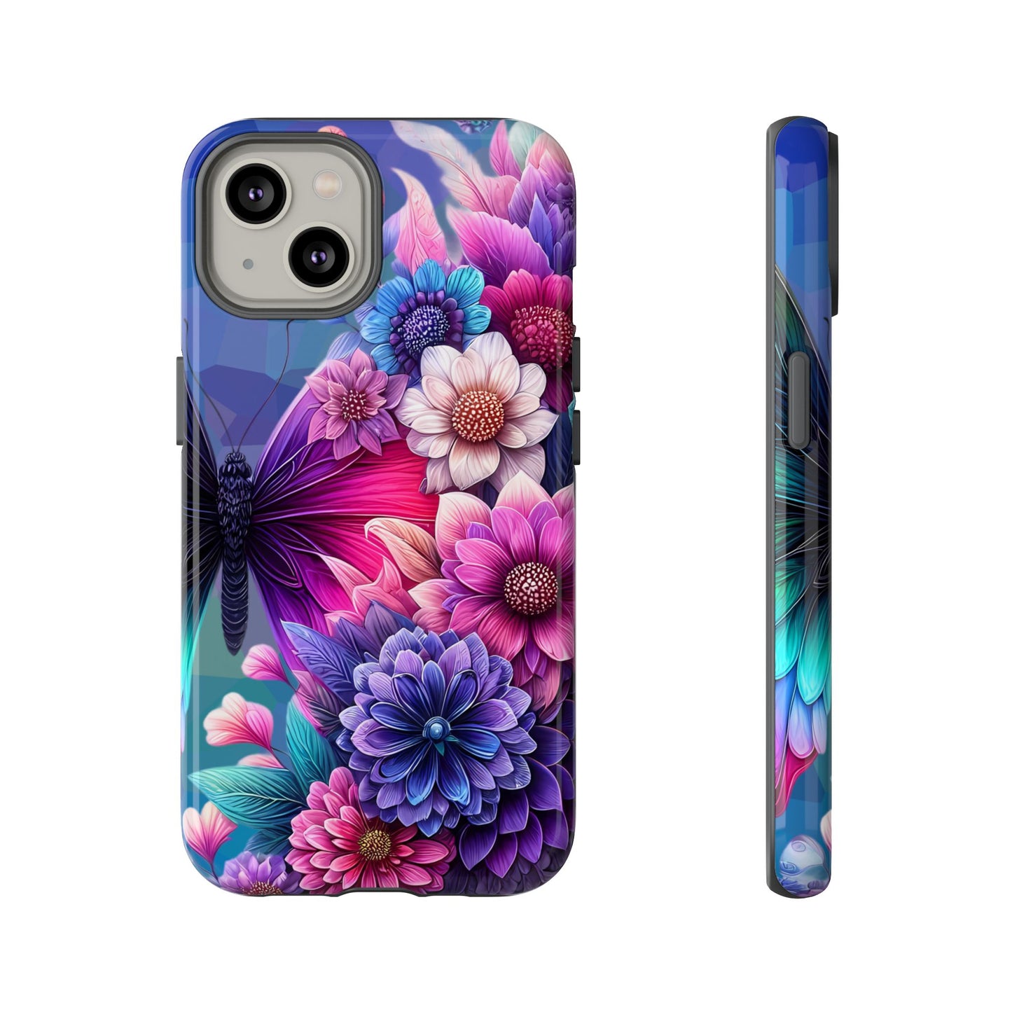 Butterfly Bloom Tough Phone Case — Vibrant Purple Blossom Protective Cover