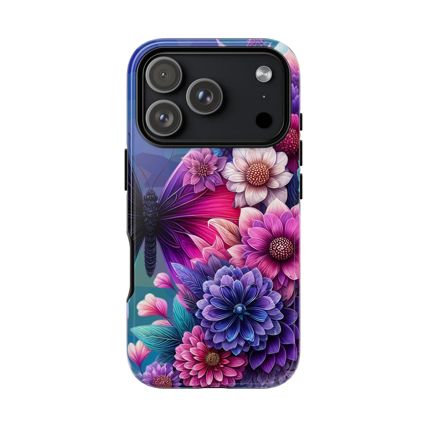 Butterfly Bloom Tough Phone Case — Vibrant Purple Blossom Protective Cover